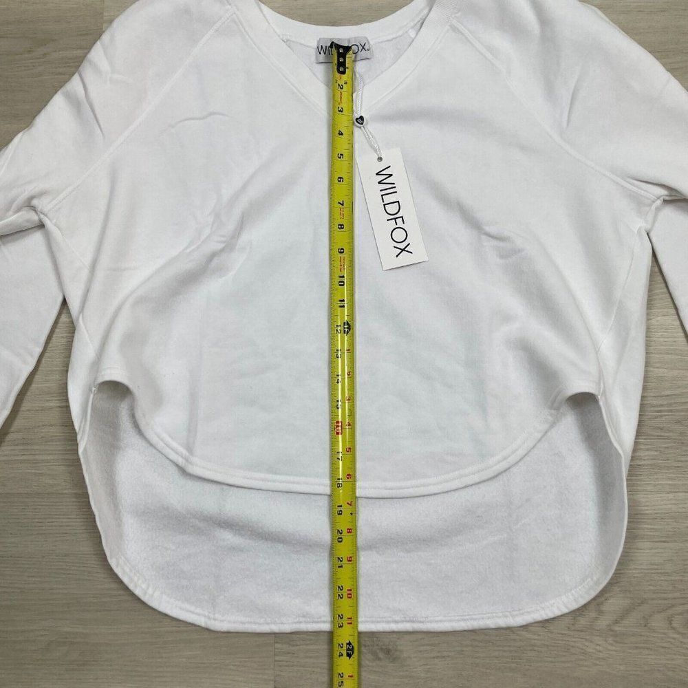 WILDFOX Victoria Pullover Sweater Womens Large‎ White V Neck High Low Fleece - Picture 6 of 6